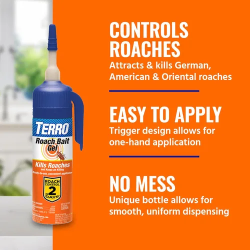 Vista 3 de Terro T502 Gel Atrayante para Cucarachas de Interior Listo para Usar - Mata Cucarachas Alemanas, Americanas y Orientales, 3 oz