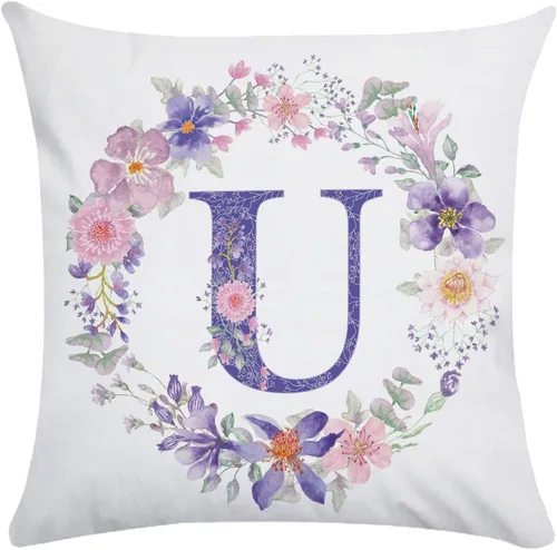 Vista 11 de Fundas de almohada con monograma de 18 x 18 pulgadas, almohadas decorativas con iniciales florales para el hogar, casa de campo, apellido, funda de B