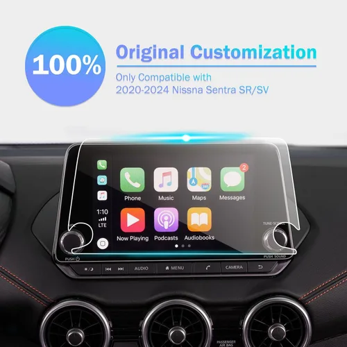 Vista 2 de Para Nissan Sentra SR/SV 2020-2022 2023 2024 2025 Protector de pantalla de vidrio templado de 8 pulgadas, dureza 9H, antihuellas, accesorios