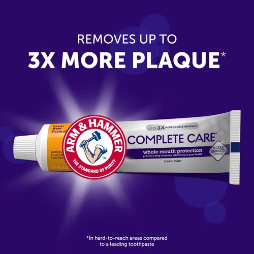 Vista 2 de ARM & HAMMER Pasta dental de cuidado completo, pasta dental blanqueadora, flúor, protección para toda la boca, sabor a menta fresca, 6.0 onzas