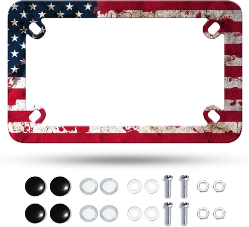 Vista 15 de Marco de placa de motocicleta Adventure Awaits de montaña, material de acero inoxidable, divertido soporte para placa de motocicleta, accesorios