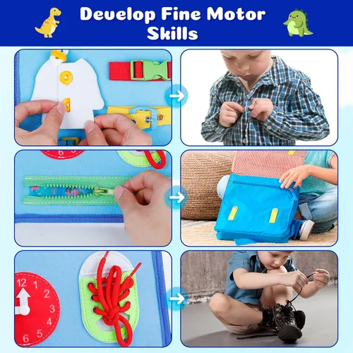 Vista 5 de Busy Board Montessori Toy for 1-4 Year Old Toddlers, Educational Sensory Board Preschool Learning Toy for Learning Fine Motor Skills Quiet Book