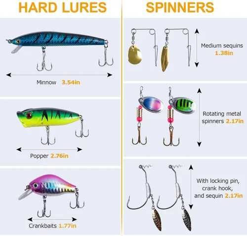 Vista 2 de Goture Kit de 391 accesorios de señuelos de pesca con caja de aparejos – Kit de accesorios de pesca con ganchos, minnow, crankbait, rana popper