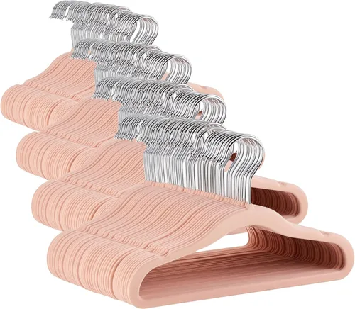 Vista 19 de Amazon Basics Perchas antideslizantes de terciopelo para niños, 11.6 pulgadas (para ropa de bebé), paquete de 30 unidades, color beige