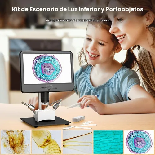 Vista 5 de JL109A 10,1" microscopio digital con pantalla, soporte de brazo flexible