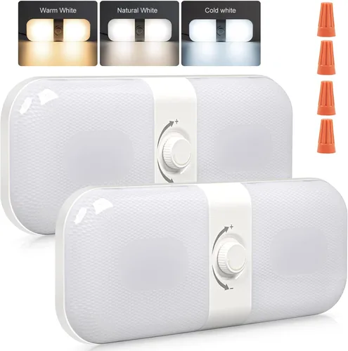 Vista 9 de CT CAPETRONIX Luces Interiores para RV 1700LM, 3 Colores TEM Luces para Camper, Regulables 12V Voltios Lámpara LED, Luz de Techo Domo para RV