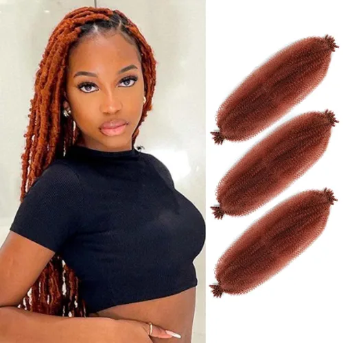Vista 50 de Cabello Afro Twist de 30 Pulgadas 2 Paquetes, Cabello Afro Twist Elástico Pre Esponjado Cabello Spring Twist Pre Estirado Cabello para Envolver
