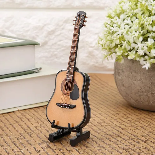 Vista 8 de Mini guitarra modelo de guitarra, modelo de guitarra en miniatura hecha a mano, para mesa de oficina, escritorio en casa (3.9 in)