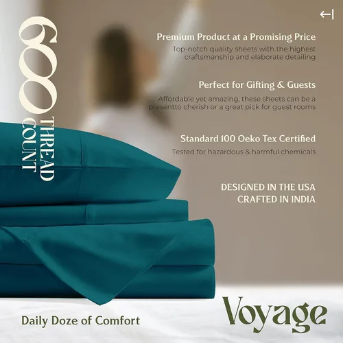 Vista 155 de Mayfair Linen Juego de sábanas de 100% algodón egipcio, tamaño individual (paquete de 2) – Sábanas de lujo blancas de 600 hilos, tamaño individual