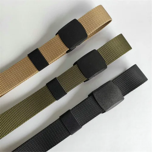 Vista 3 de Cinturón ajustable de nailon para hombre, correa de lona transpirable, cinturón táctico militar, cinturón de tela al aire libre con hebilla