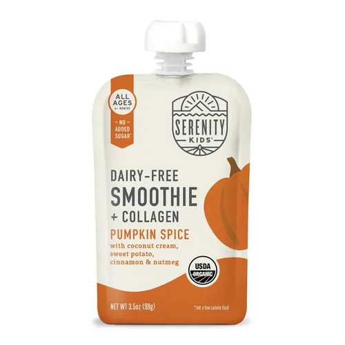 Vista 7 de Serenity Kids Bolsas de alimentos para bebés de batidos sin lácteos de más de 6 meses, bolsas de bocadillos de proteínas con colágeno alimentado