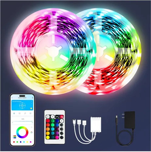 Vista 10 de dalattin Luces LED para dormitorio de 400 pies, tira de luces LED inteligentes con control remoto de aplicación, tiras de luz LED RGB, tira de luces