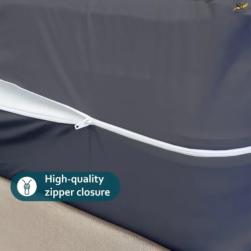 Vista 6 de Protector de colchón tamaño completo, funda 100% impermeable con cremallera, 15 pulgadas de profundidad, funda de colchón de seis lados para cama