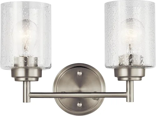 Vista 19 de KICHLER 45885BK Winslow - Lámpara de tocador de 12.75 pulgadas con 2 luces, 150 W totales, color negro