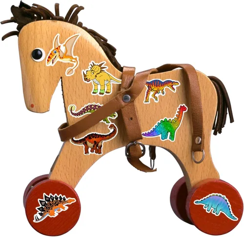 Vista 8 de 100 piezas de calcomanías de dinosaurio, lindas calcomanías de dibujos animados impermeables para niños, recompensas educativas, favoritas