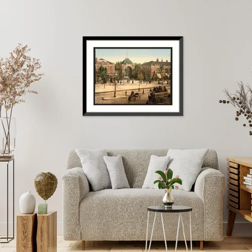 Vista 2 de Historic Framed Print, The Tivoli park entrance Copenhagen Denmark, 17-7/8" x 21-7/8