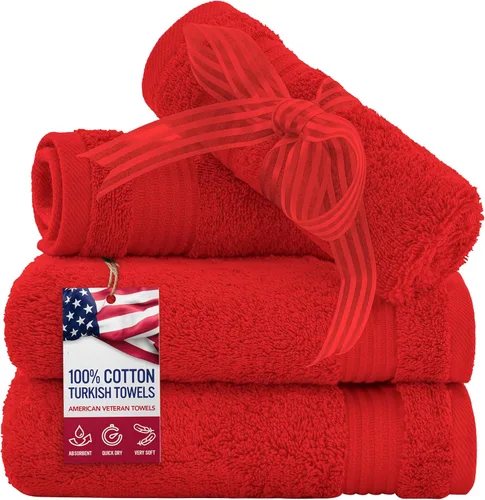 Vista 45 de Juego de toallas American Veteran Towel, de lujo, 6 piezas de algodón 100 % turco para máxima suavidad y absorción, para hotel y spa