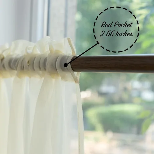 Vista 4 de PearAge Cortinas Cenefa Transparente con Cuentas para Sala de Estar, Cenefa de Ventana de Granja con Bolsillo para Barra, Cenefa de Cortina de Gasa