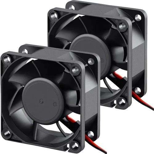 GDSTIME Paquete de 2 rodamientos de bolas dobles de 2.362 in x 2.362 in x 0.984 in, 12 V, ventilador de enfriamiento sin escobillas de CC de 2 pines