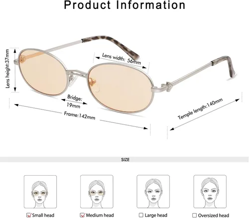 Vista 5 de Appassal Retro Oval Sunglasses For Women Men Small Rectangle Metal Frame Elegant Sunnies AP3662
