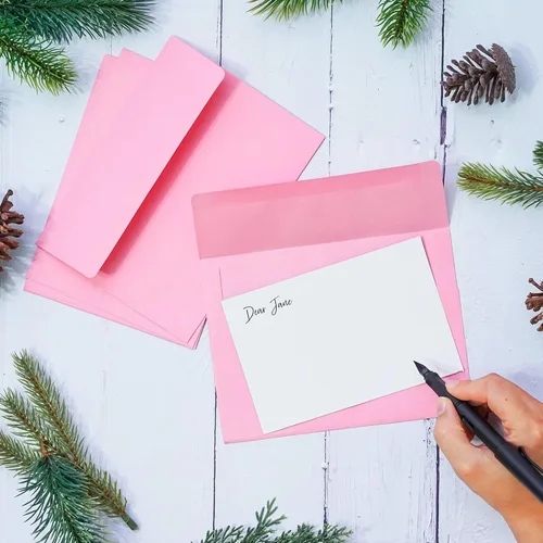 Vista 2 de Sobres de 5 x 7 pulgadas para invitaciones, paquete de 40 sobres A7 para tarjetas de 5 x 7, sobres de invitación de colores, rosa, 5 1/4 x 7 1/4