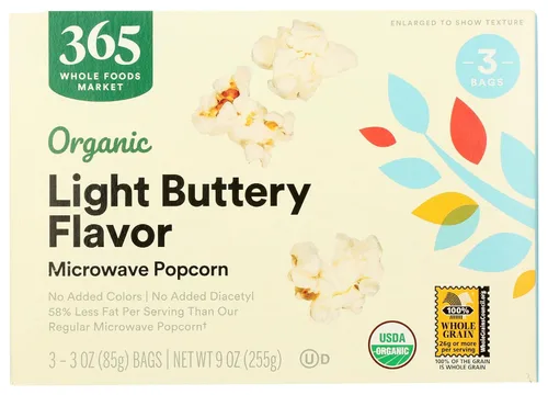 Vista 5 de 365 by Whole Foods Market, Palomitas de maíz orgánicas sin aceite o sal para microondas, 9 onzas