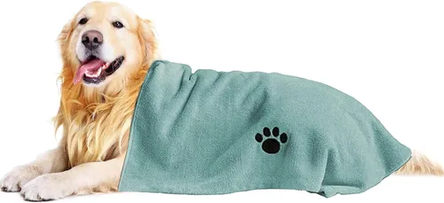 Vista 12 de Puomue Paquete de 3 Toallas de Microfibra para Perros para Secar Perros, Toalla de Aseo para Mascotas Súper Absorbente y Suave, 101.6 cm X 60 cm