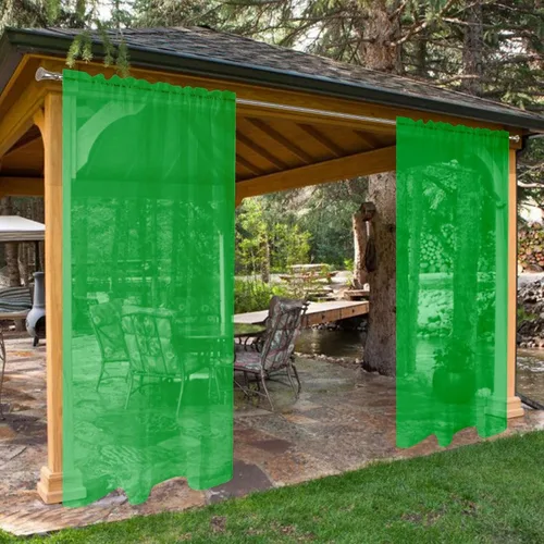 Vista 10 de SpaceDresser Cortinas traslúcidas impermeables para patio y exteriores – 2 paneles de cortina transparente con bolsillo para barra para sala de Beige