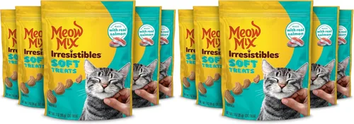 Vista 8 de Meow Mix Irresistibles - Golosinas suaves para gatos hechas con salmón real, bolsa de 3 onzas (paquete de 5)