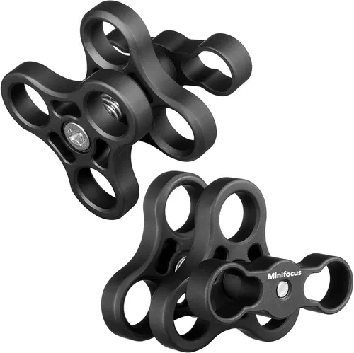 Vista 12 de MINIFOCUS Soporte de abrazadera de bola de aluminio de 1 pulgada, brazo de doble enchufe, soporte de adaptador de clip de resorte de 360°