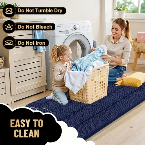 Vista 125 de OLANLY Tapetes de baño gruesos de chenilla a rayas de 30 x 20 pulgadas, extra suaves, absorbentes, con parte trasera de goma, se pueden lavar
