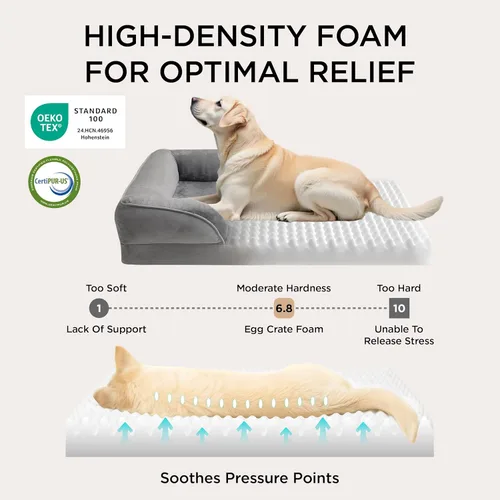 Vista 3 de Bedsure Cama ortopédica para perros de tamaño mediano – Cama lavable para perros medianos y gatos, impermeable, cómodo sofá para mascotas con funda