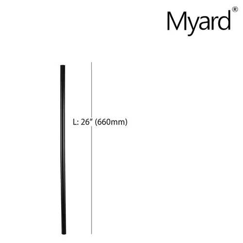 Vista 2 de Myard Balaustres de terraza de hierro redondo hueco clásico de 26 pulgadas para barandilla de terraza, porche, escalera, pasamanos, balaustrada Negro