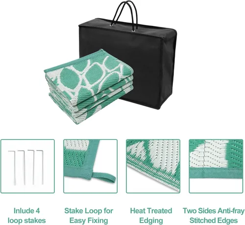 Vista 17 de Anidaroel Alfombras de exterior de 5 x 8 pies para patios, impermeables, reversibles, de plástico tropical, alfombra de campamento, alfombra