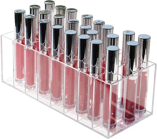 Vista 5 de 24 Slot Acrylic Lipstick Organizer Makeup Brush Holder Cosmetic Display Case for Drawer Dorm Bedroom Vanity
