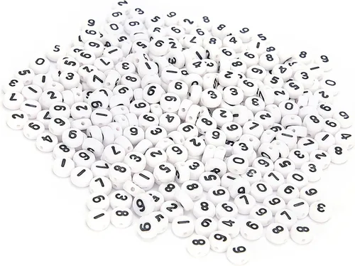 Vista 8 de 500PCS Acrylic Number Beads, 0-9 White Number Beads Bracelet Making Kits Jewelry Accessories for Jewelry Making DIY Necklaces