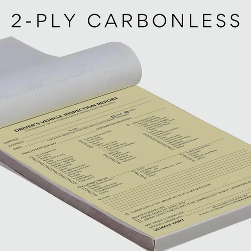 Vista 4 de Libro de informe detallado de inspección del vehículo del conductor – 35 conjuntos de formularios por libro de inspección DVIR, 2 capas sin carbono