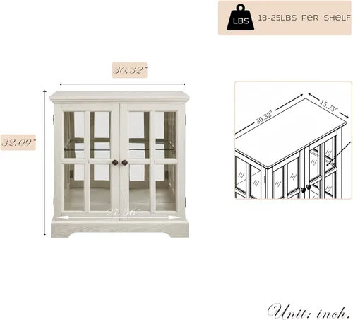 Vista 2 de Gabinete de acento LED Curio de 32 pulgadas de alto con 7 luces de color para coleccionables, gabinete de almacenamiento moderno con puertas