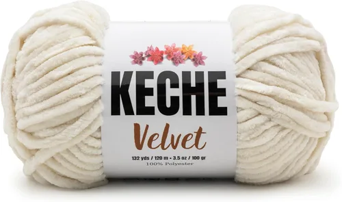 Vista 102 de Hilo de terciopelo Keche para crochet, suave chenilla voluminosa para bebé, manta Amigurumi, 100 gr (121 m) - Blanco