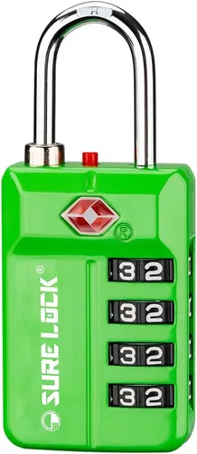 Vista 9 de SURE LOCK Cerradura de combinación reiniciable de 4 dígitos aprobada por la TSA con alerta abierta, diales de fácil lectura, para equipaje