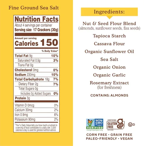 Vista 42 de Simple Mills - Galletas saladas de harina de almendras con pimienta negra en trozos, sin gluten, con semillas de lino, semillas de girasol y sin