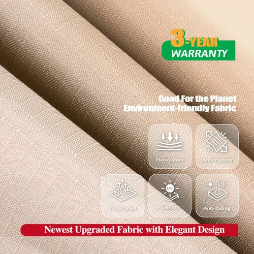 Vista 3 de F&J Outdoors Fundas para muebles de patio, impermeables, resistentes a los rayos UV, para juego de mesa y sillas, beige, 62"x42
