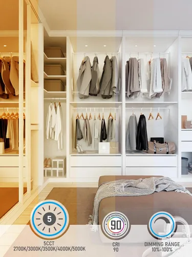 Vista 2 de TORCHSTAR 5CCT - Luz LED empotrable con cardán de 1 pulgada con caja en J, borde liso profundo antirreflejo, 6 W CRI90 regulable giratorio