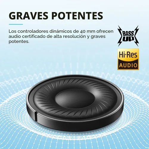 Vista 3 de Soundcore by Anker Q20i Auriculares híbridos con cancelación activa de ruido, Bluetooth inalámbrico supraaurales, 40H de reproducción prolongada
