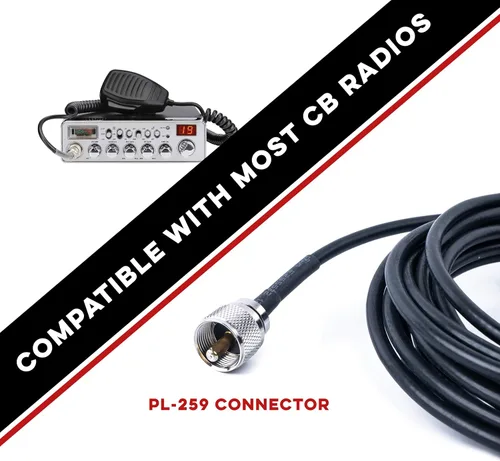 Vista 2 de Nagoya CB-72 - Kit de antena CB de alto rendimiento de 28 pulgadas, cobertura universal de 26-28 MHz con soporte magnético resistente, incluye cable