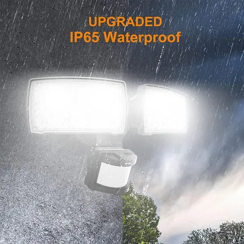 Vista 6 de LEPOWER Luces LED de seguridad con sensor de movimiento para exteriores, 30W 3200LM luz de seguridad de movimiento, 5500K, IP65 impermeable, 2 Negro