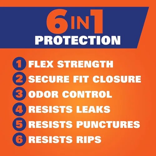 Vista 3 de Hefty Bolsas de basura ultra fuertes de 13 galones, bolsas de basura negras altas para cocina de 13 galones, cierre con cordón resistente a roturas