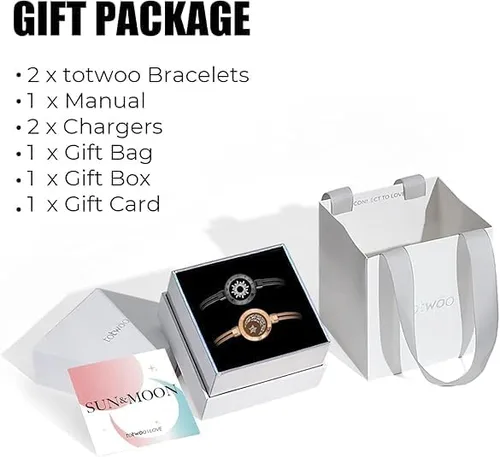 Vista 6 de TOTWOO Touch Bracelets for Couples, Vibration & Light up for Love Couples Long Distance Relationship Gifts for Girlfriend Bluetooth Pairing Jewelry