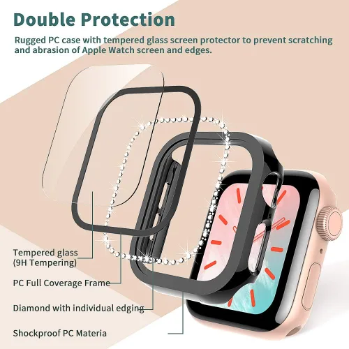 Vista 2 de TOCOL - Juego de 2 fundas para Apple Watch Series 6/5/4/3/2/1 y Apple Watch SE.