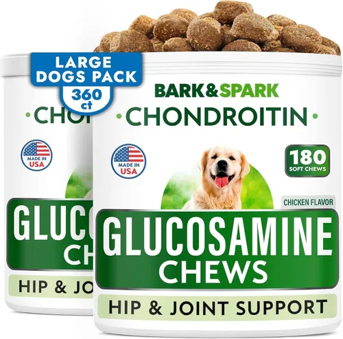 Vista 13 de Bark&Spark Suplemento de glucosamina condroitina para cadera y articulaciones para perros - Alivio del dolor articular - Masticables de cadera